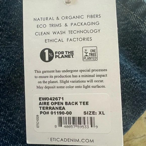 Etica Blue Crop Top - Aire Open Back Tee Terrance’s - Picture 5 of 5